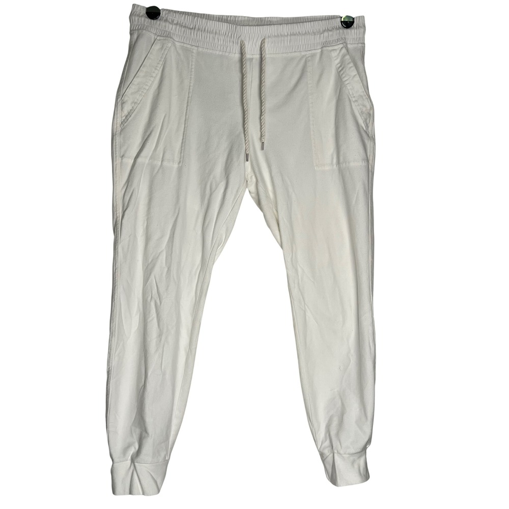 J.Crew Womens White 100% Cotton Drawstring Jogger Sweatpants Size L Lightweight
